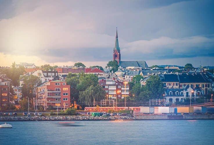 City overlooking water