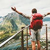 Tourist looking out over water