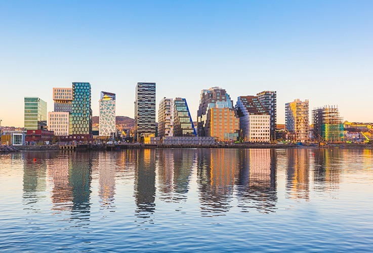 Norwegian skyline over water