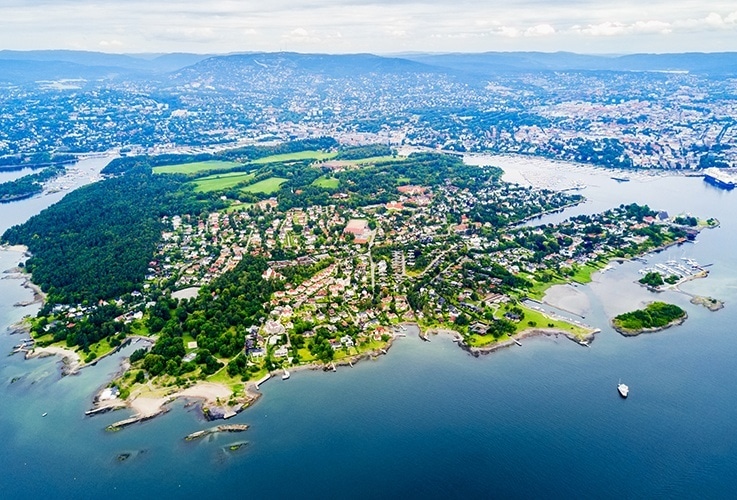 Aerial view of Bygdoy Island in Oslo