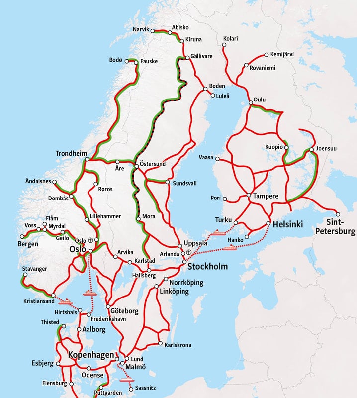 train travel scandinavian countries