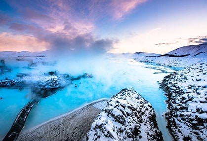 Snowy water landscape