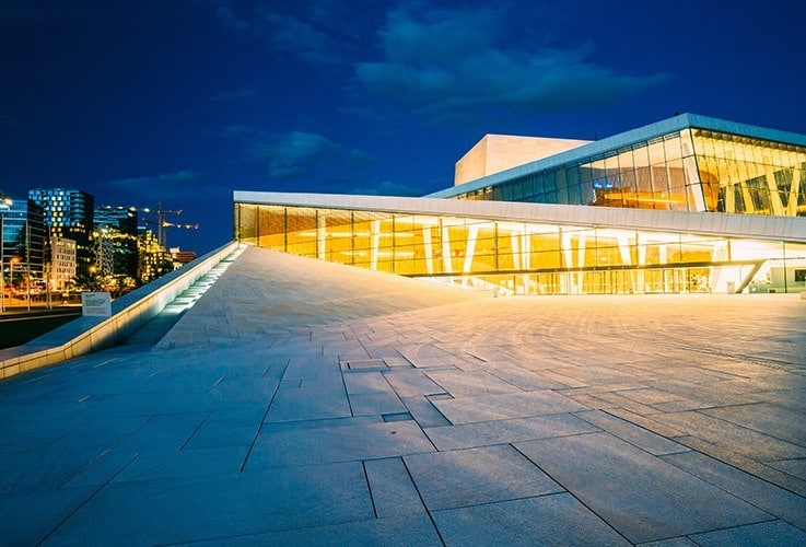 Large modern building at night
