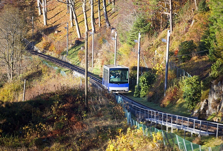 Railway through hillside