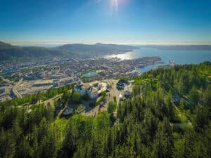 The view from Mount Floyen on a summers day