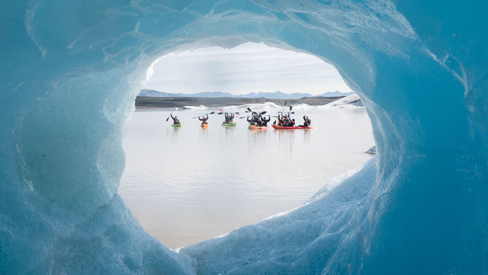 glacier kayaking Heinabergslón